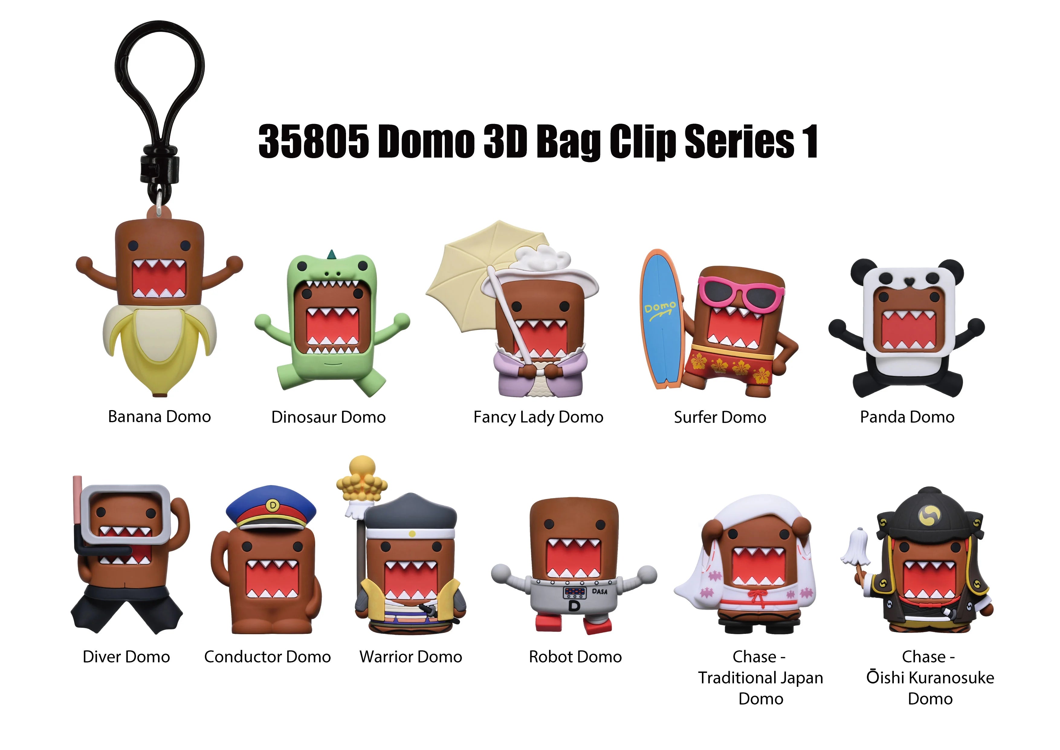 DOMO-KUN - Series 1 - 3D Foam Bag Clip (Display 24 Pcs)