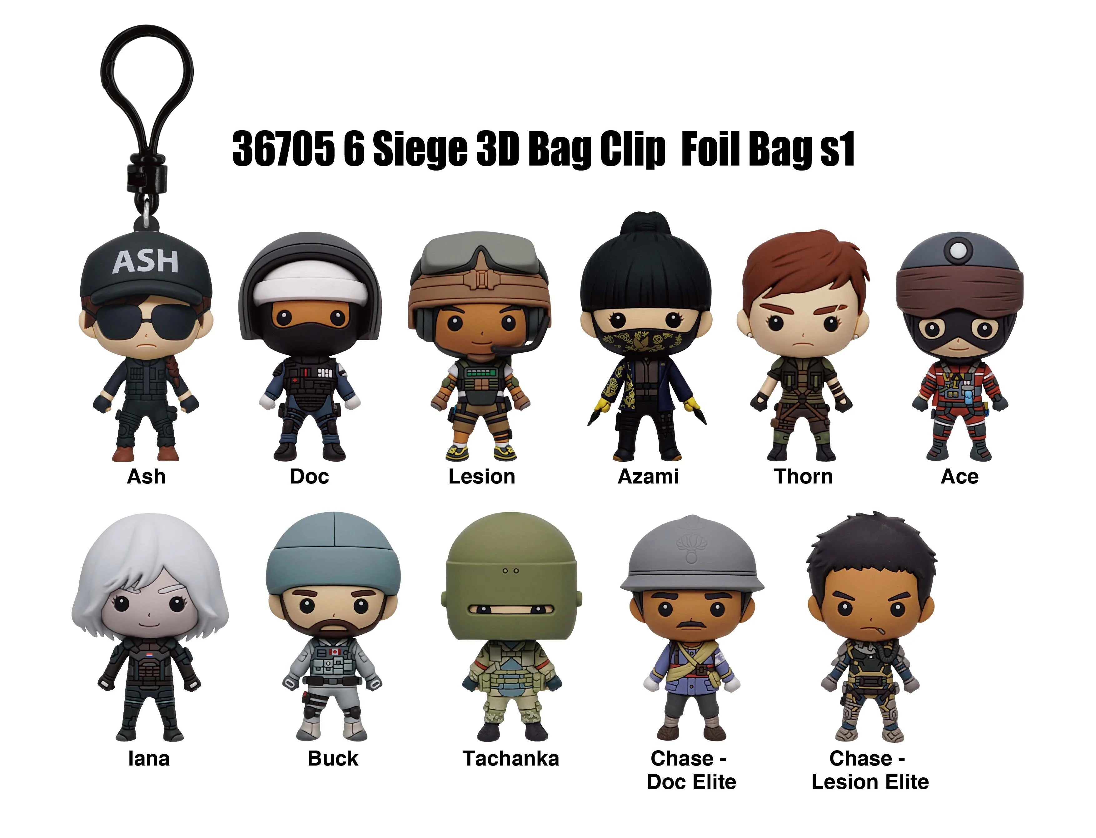 SIX SIEGE - Series 1 - 3D Foam Bag Clip (Display 24 Pcs)