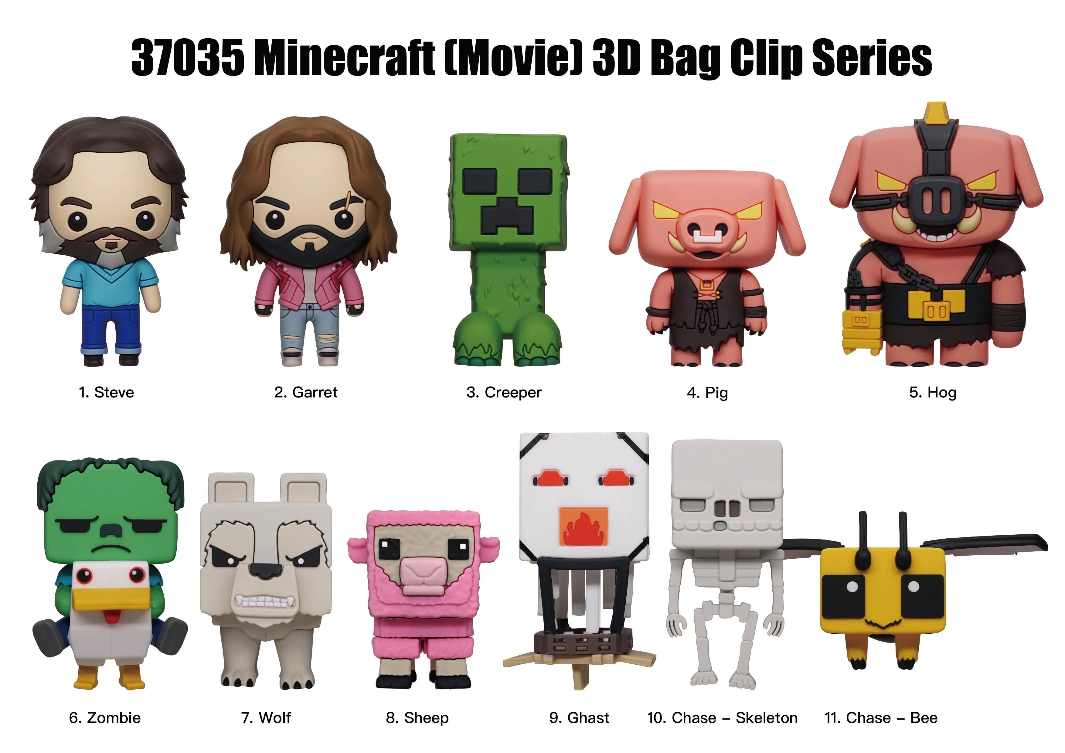 MINECRAFT MOVIE - Series 1 - 3D Foam Bag Clip (Display 24 Pcs)