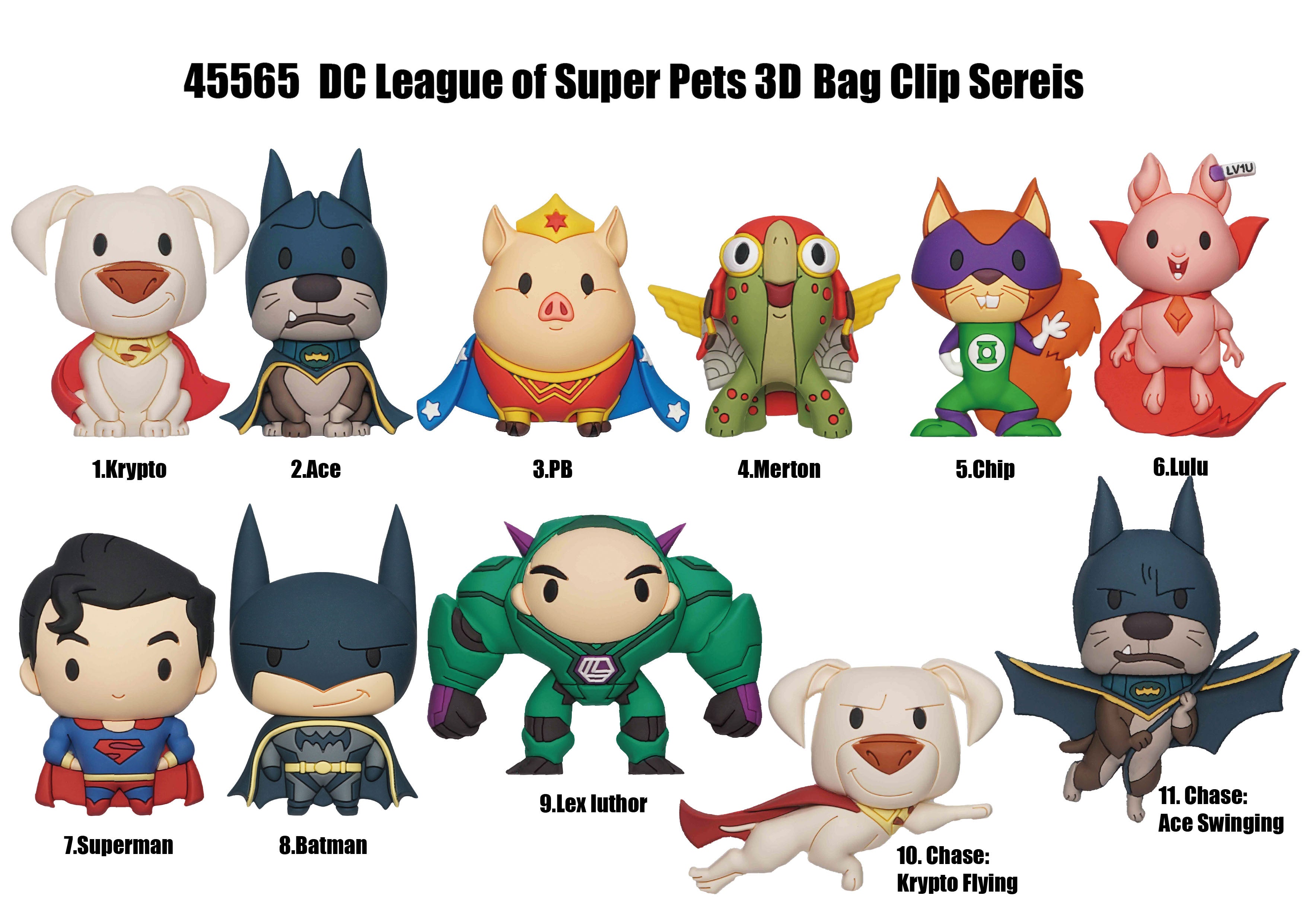 DC SUPER PETS - Series 1 - 3D Foam Bag Clip (Display 24 Pcs)