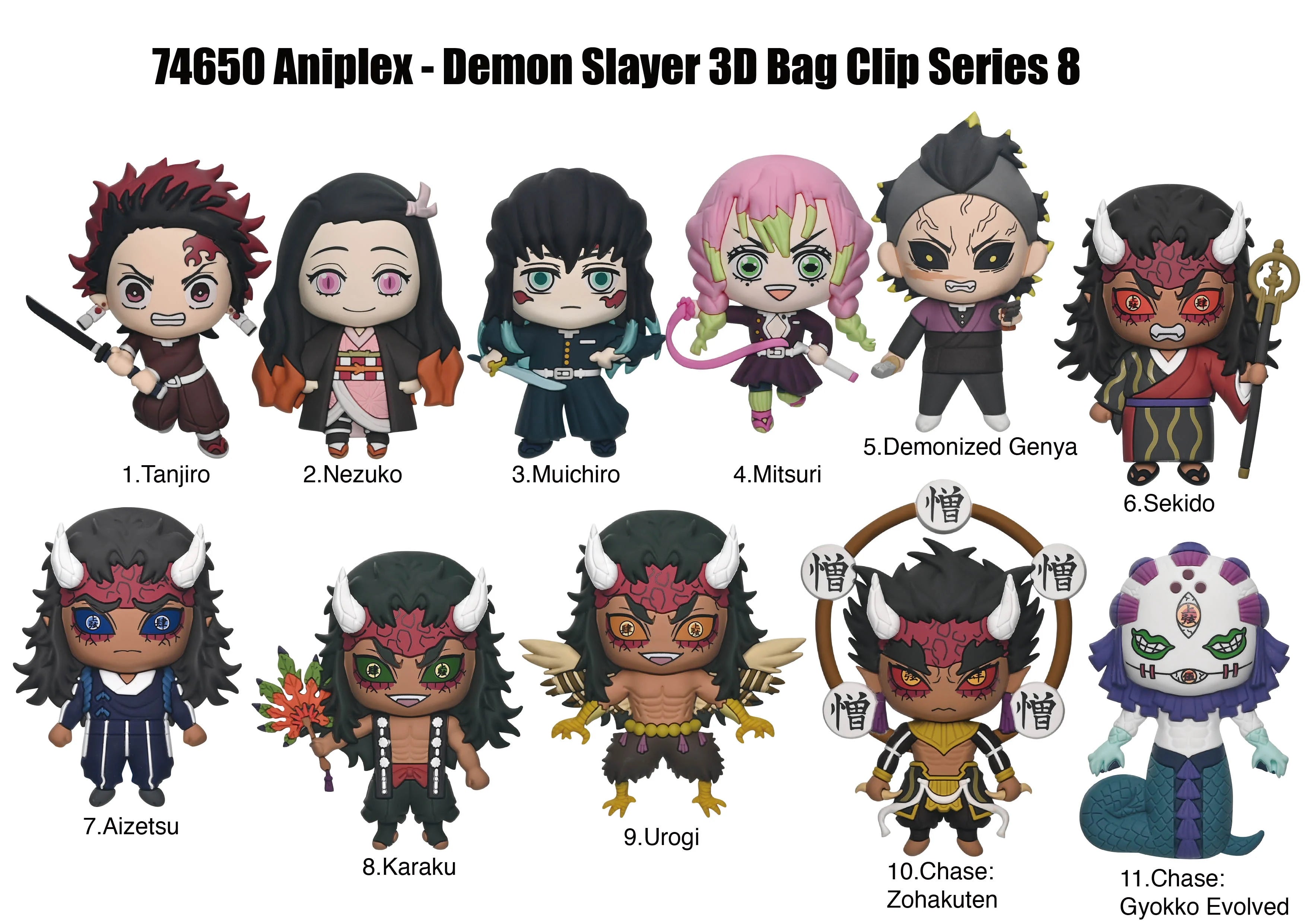 DEMON SLAYER - Series 8 - 3D Foam Bag Clip (Display 24 Pcs)