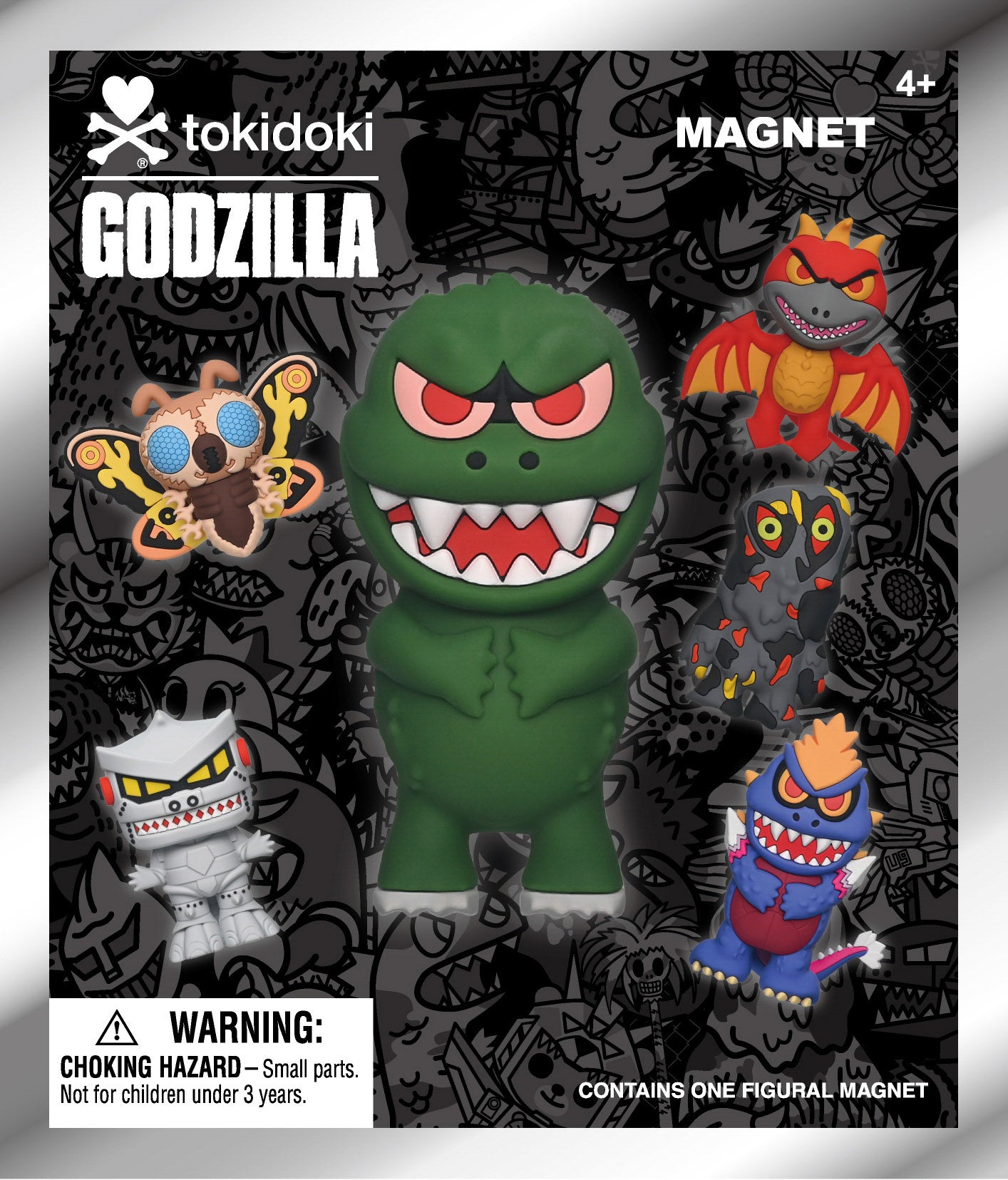 TOKIDOKI X GODZILLA- 1 -3D Foam Magnets in blind bags (Display 12 Pcs)