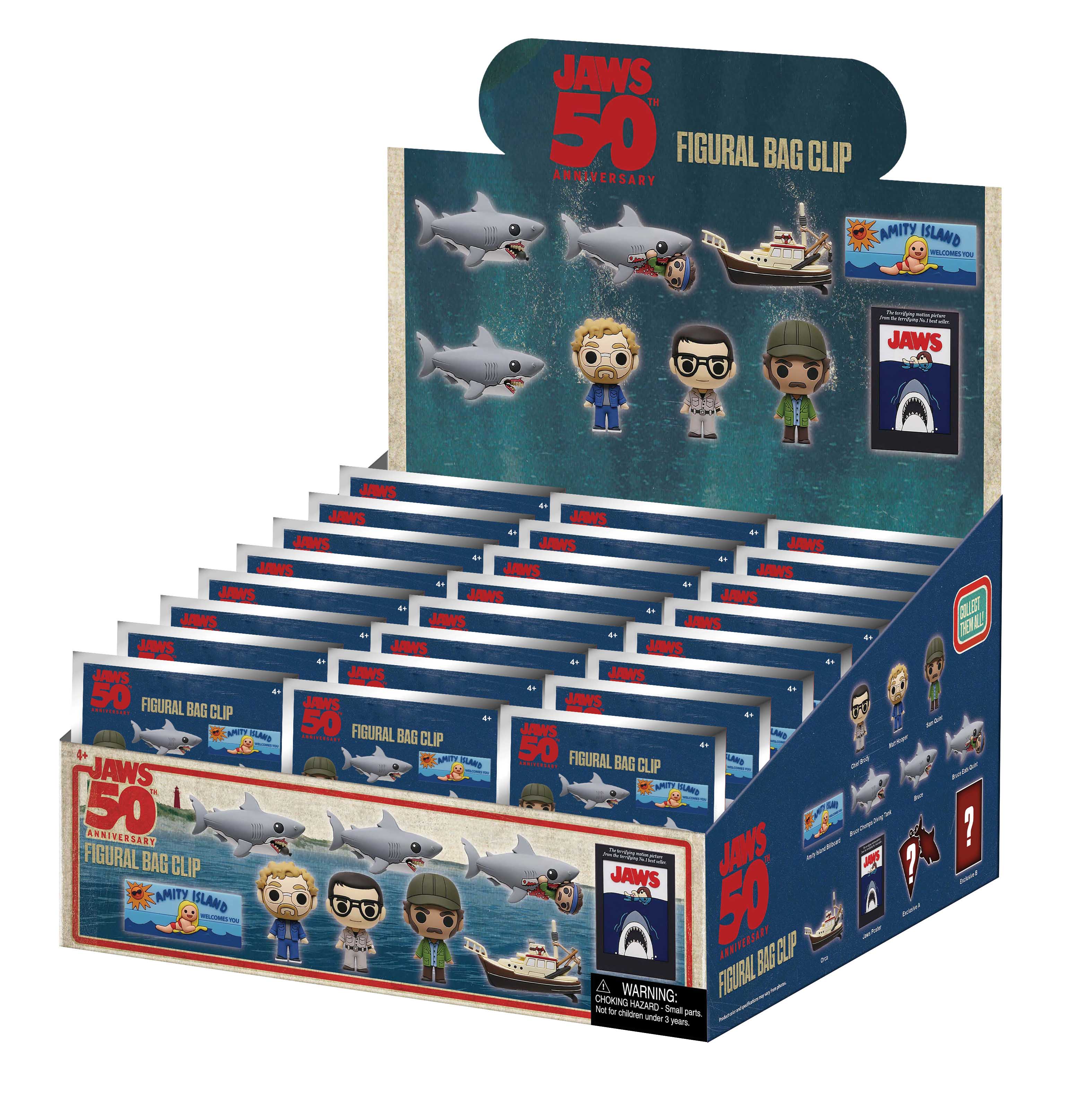 JAWS 50TH ANNIVERSARY - Series 1 - 3D Foam Bag Clip (Display 24 Pcs)