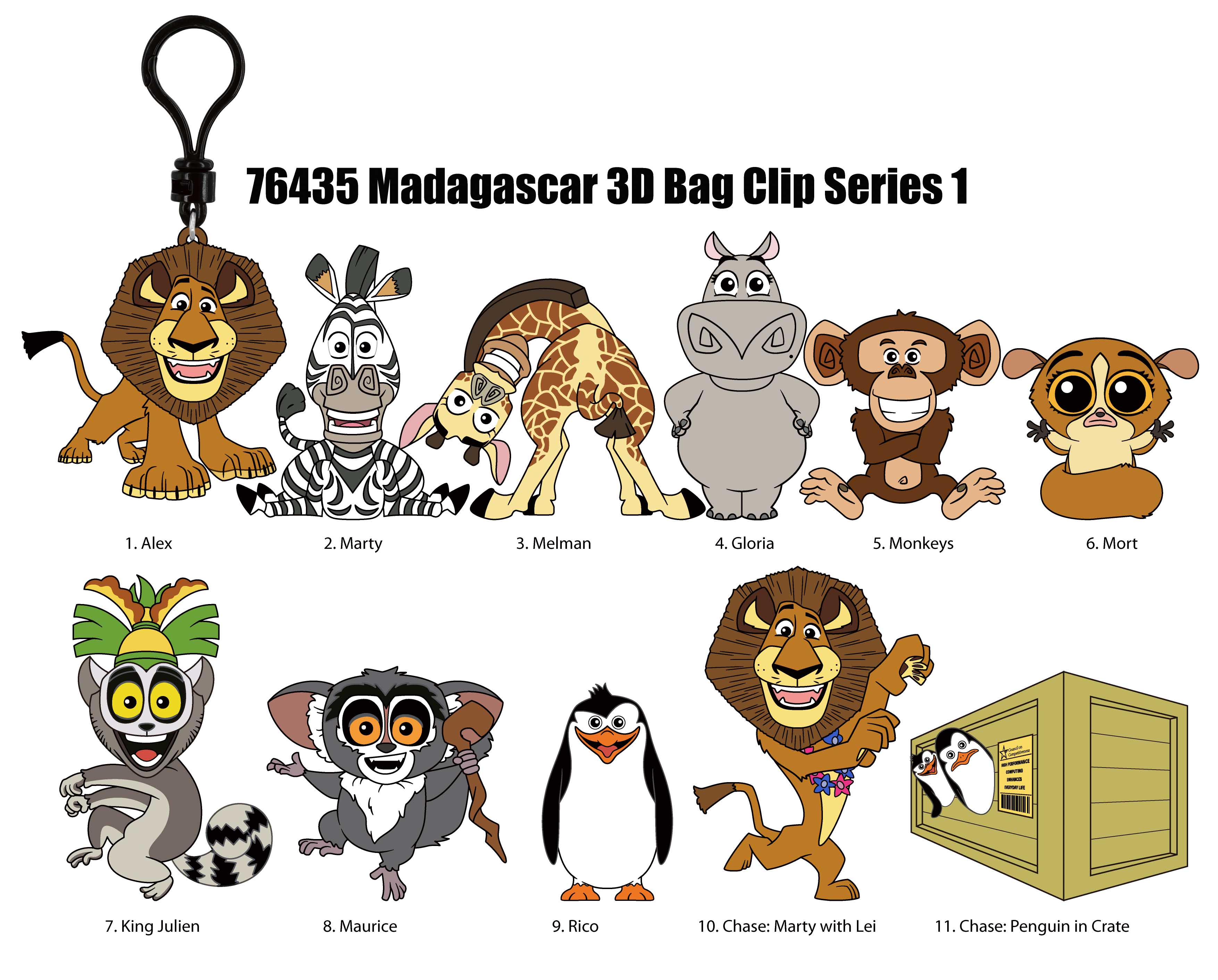 MADAGASCAR - Series 1 - 3D Foam Bag Clip (Display 24 Pcs)