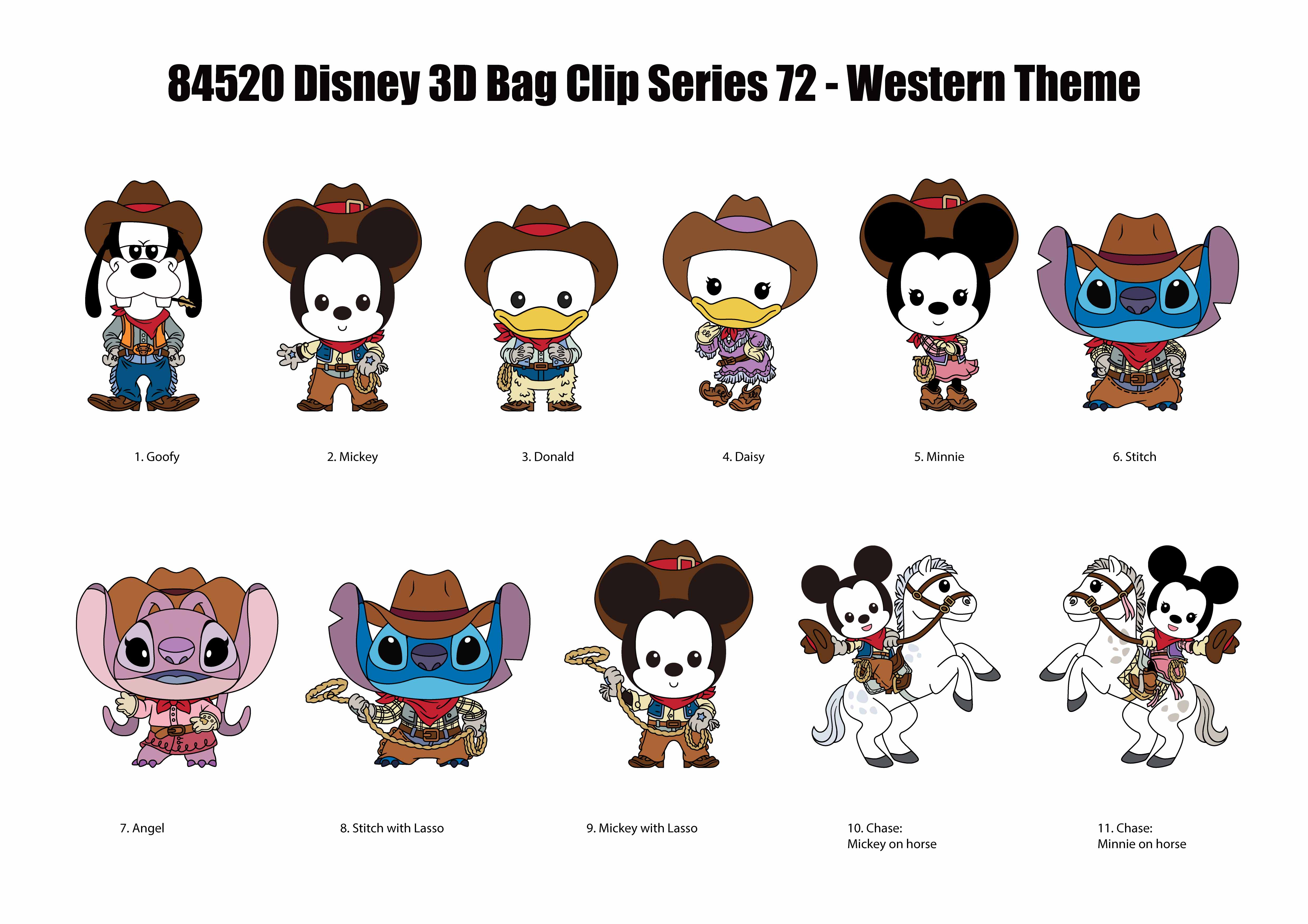 DISNEY CLASSIC WESTERN - Series 72 - 3D Foam Bag Clip (Display 24 Pcs)