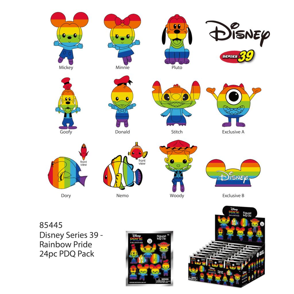 DISNEY - Rainbow Pride Collection - 3D Foam Bag Clip (Display 24 Pcs)