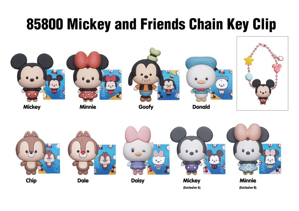 DISNEY - Mickey & Friends - Charm Bag Clip (Display 24 Pcs)