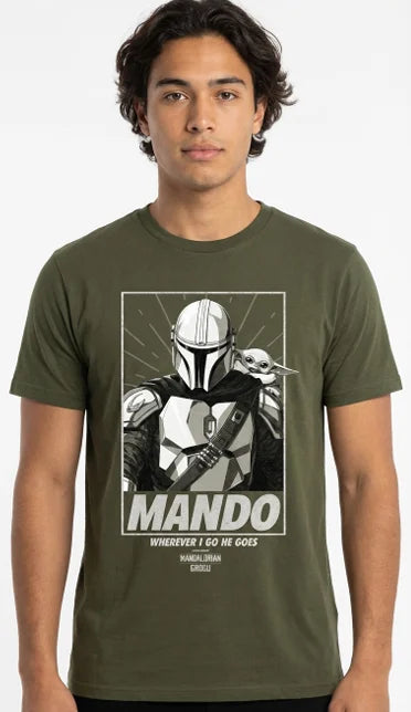 MANDALORIAN & GROGU - Wherever i go he goes - T-Shirt (L)