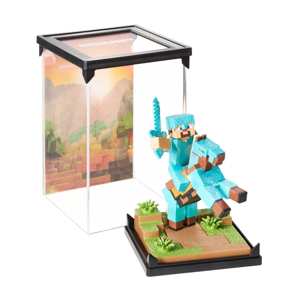 MINECRAFT -Steve "Armure en diamant" & Cheval -Fig. Diorama 17x10x10cm