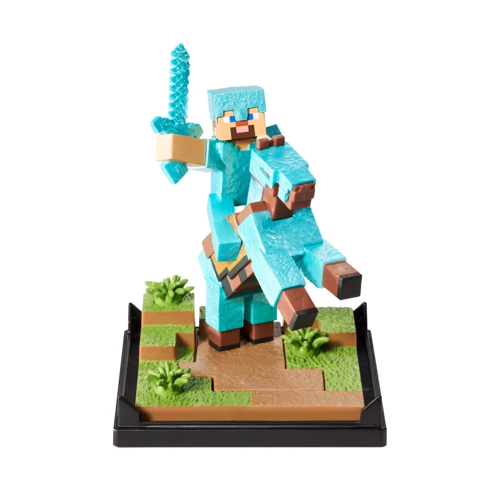 MINECRAFT -Steve "Armure en diamant" & Cheval -Fig. Diorama 17x10x10cm