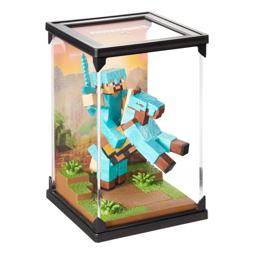 MINECRAFT -Steve "Armure en diamant" & Cheval -Fig. Diorama 17x10x10cm