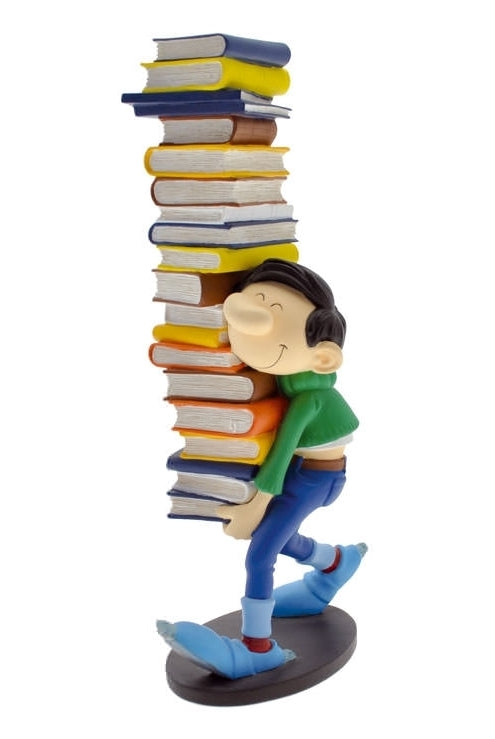 GASTON LAGAFFE - Figurine Resine - Pile of Books - 29cm
