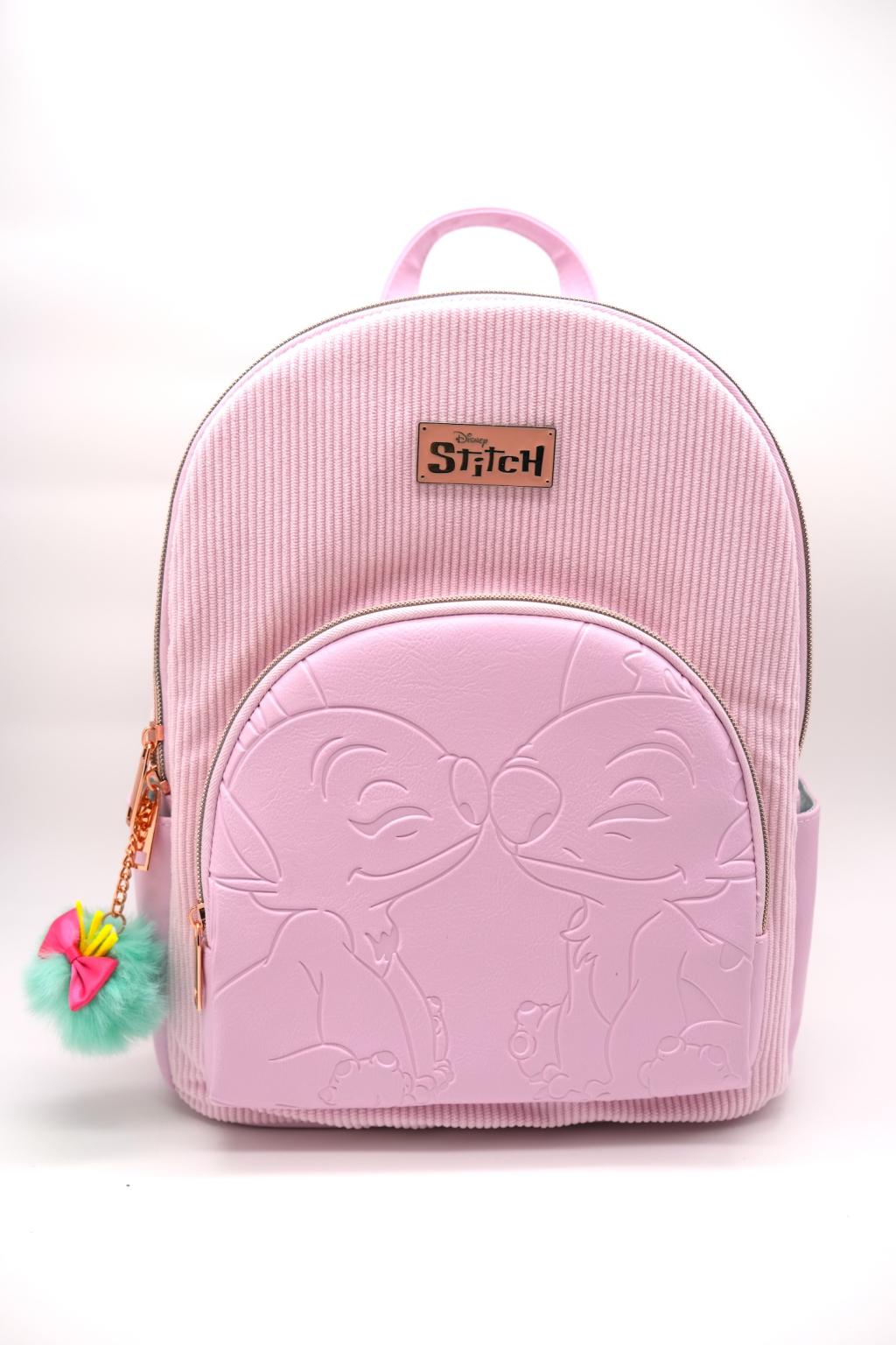 STITCH & ANGEL - Fashion Duo Pink Corduroy BackPack - '32x25x14cm'