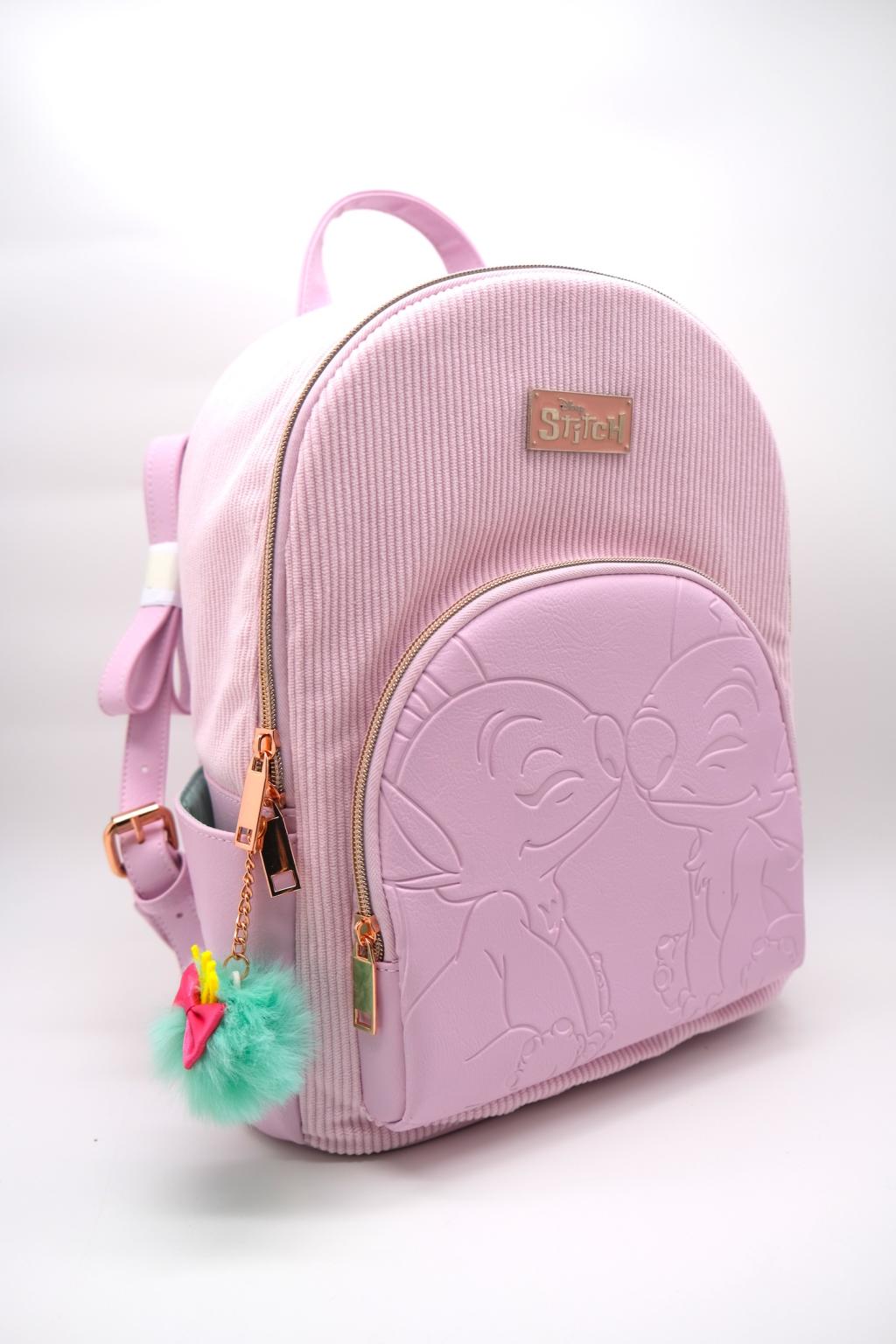 STITCH & ANGEL - Fashion Duo Pink Corduroy BackPack - '32x25x14cm'