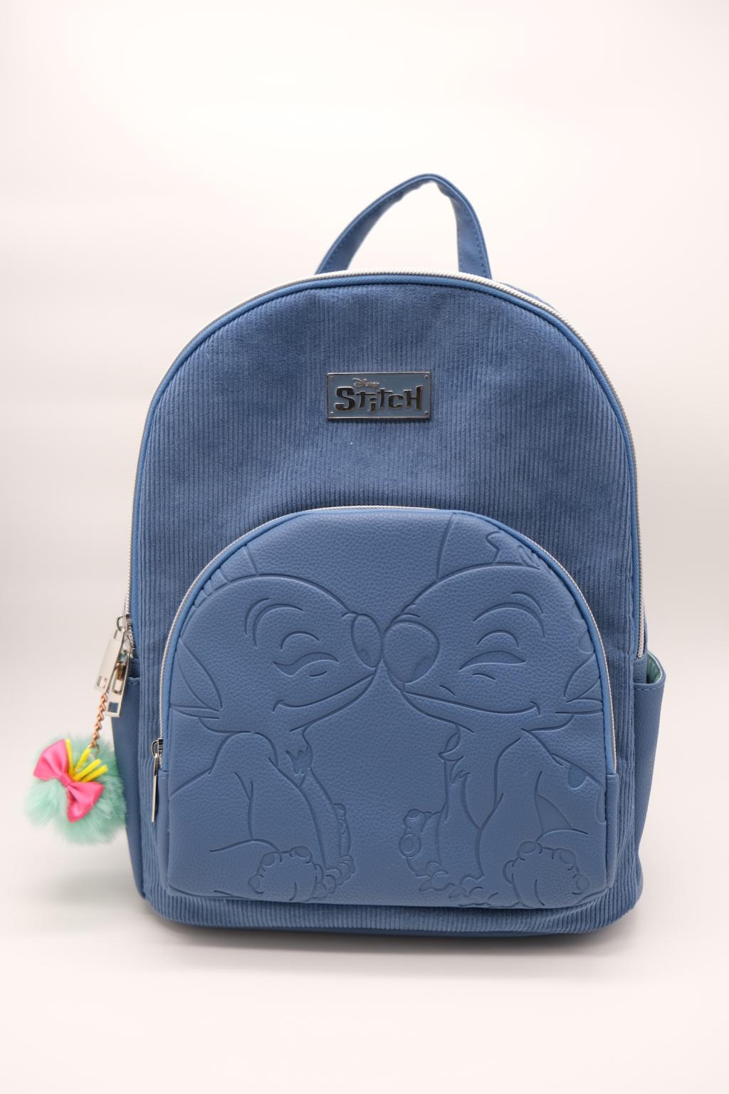 STITCH & ANGEL - Fashion Duo Blue Corduroy BackPack - '28x22x11cm'
