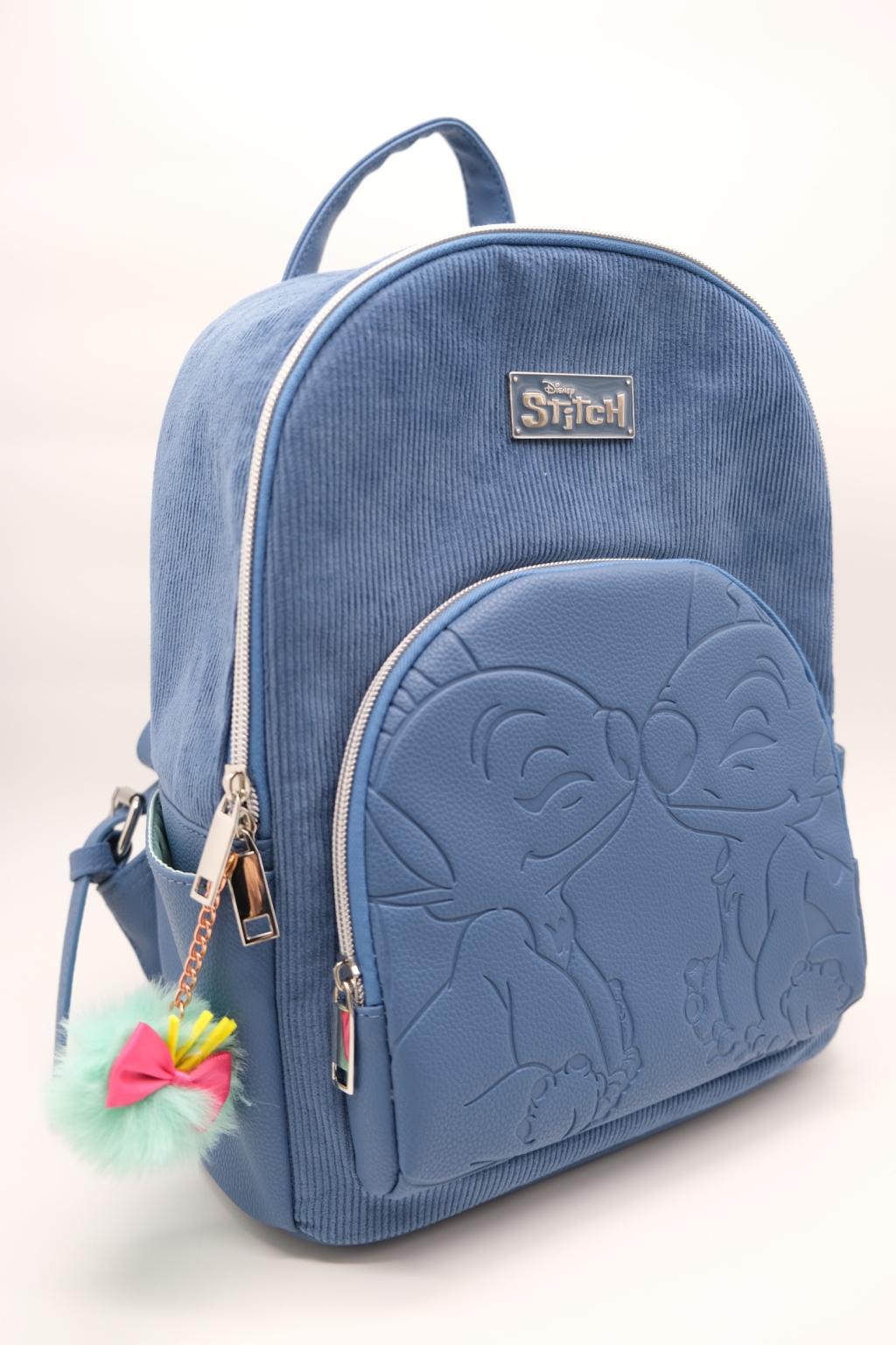 STITCH & ANGEL - Fashion Duo Blue Corduroy BackPack - '28x22x11cm'