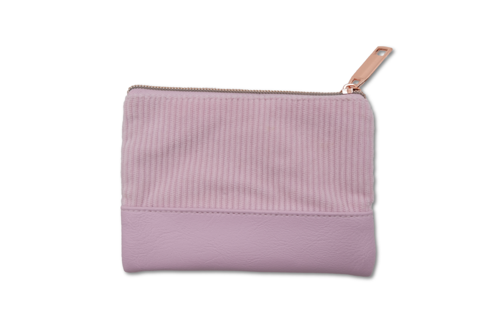 STITCH & ANGEL - Pink Corduroy Fashion Duo Pouch Wallet - '14x10x1cm'