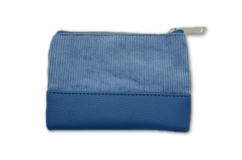 STITCH & ANGEL - Blue Corduroy Fashion Duo Pouch Wallet - '14x10x1cm'