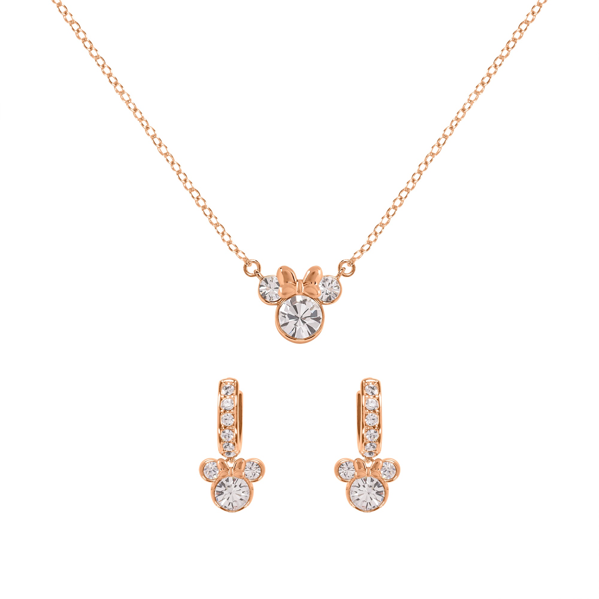 MINNIE -Mother & Daughter Set- Silver Brass Plated Necklace + Earrings