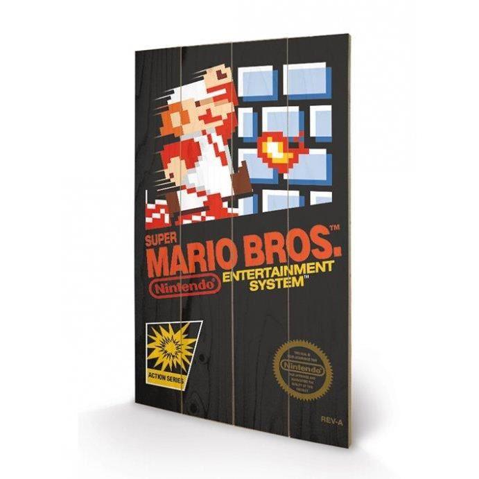 NINTENDO - Printing on wood 40X59 - Super Mario Bros NES Cover