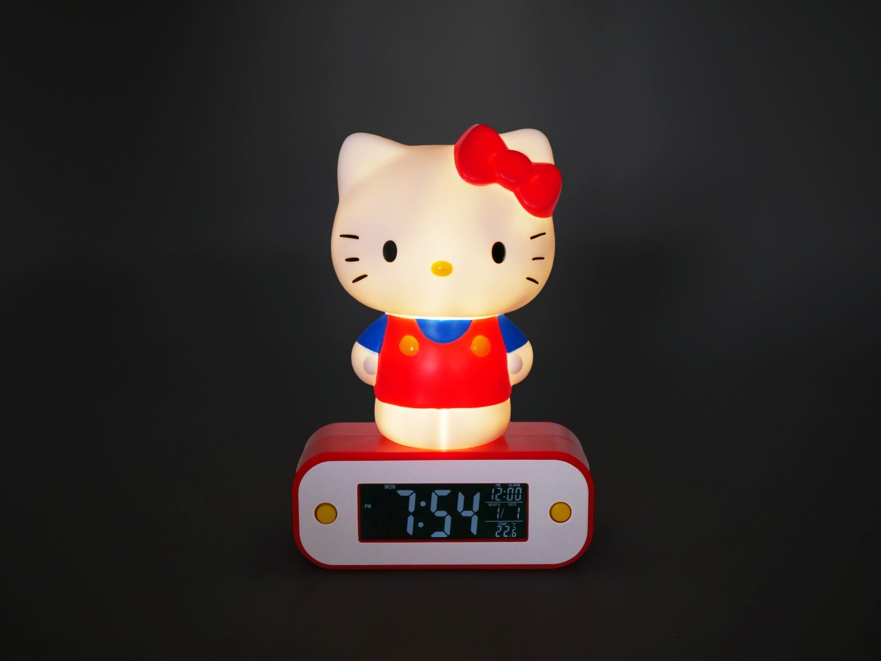 HELLO KITTY - Alarm Clock with LED Lamp - 7inch