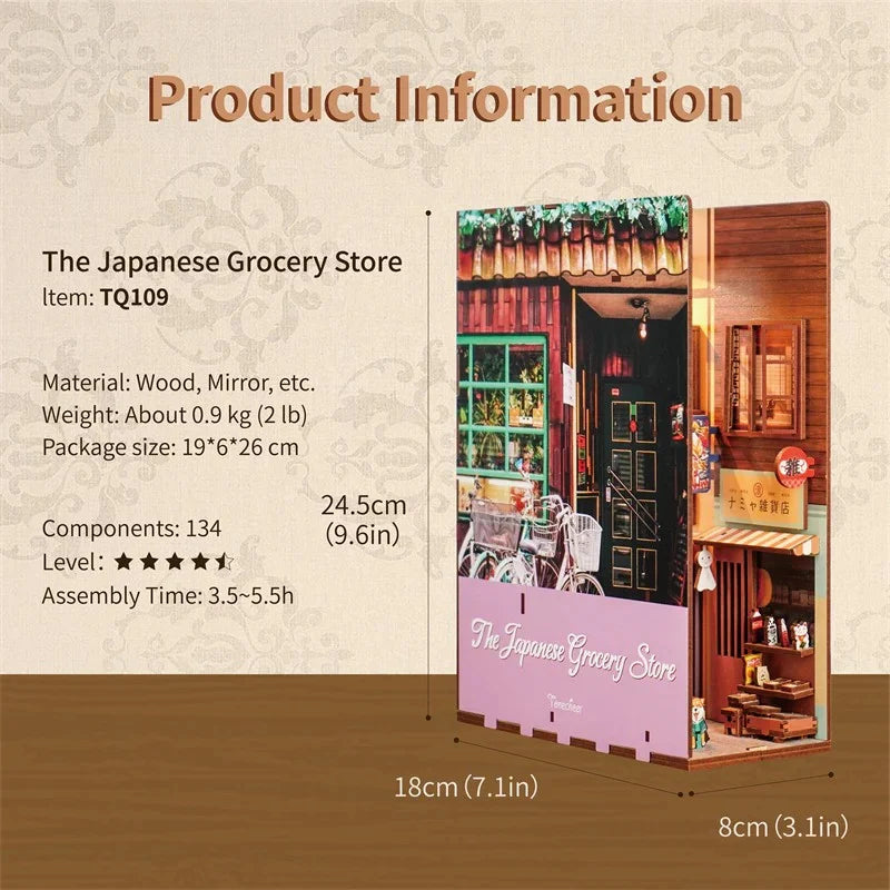 BOOK NOOK KIT - DIY- Japanese Grocery Store - 134pcs + LED Light
