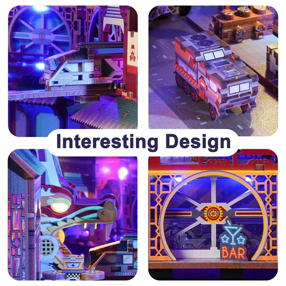 BOOK NOOK KIT - DIY- Cyber City - 284pcs + LED Light