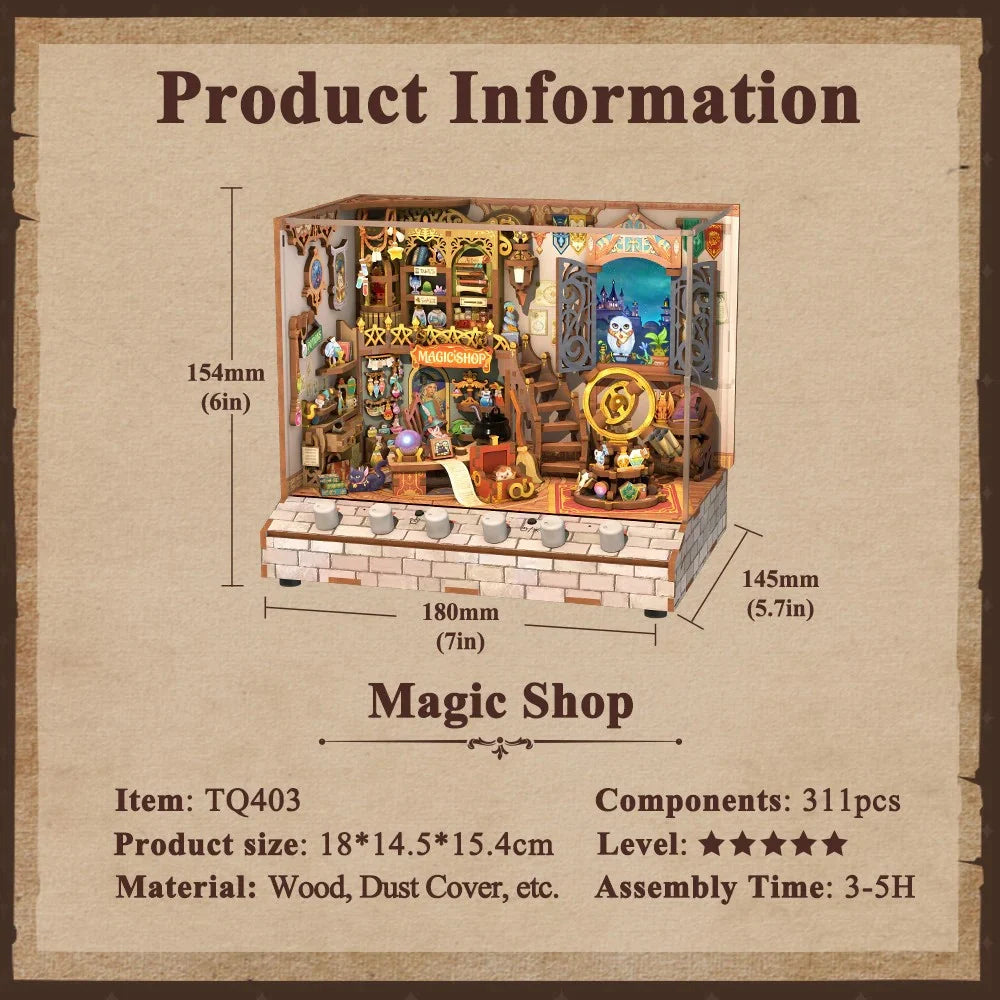 BOOK NOOK KIT - DIY- Magic Shop - 311pcs + LED Light