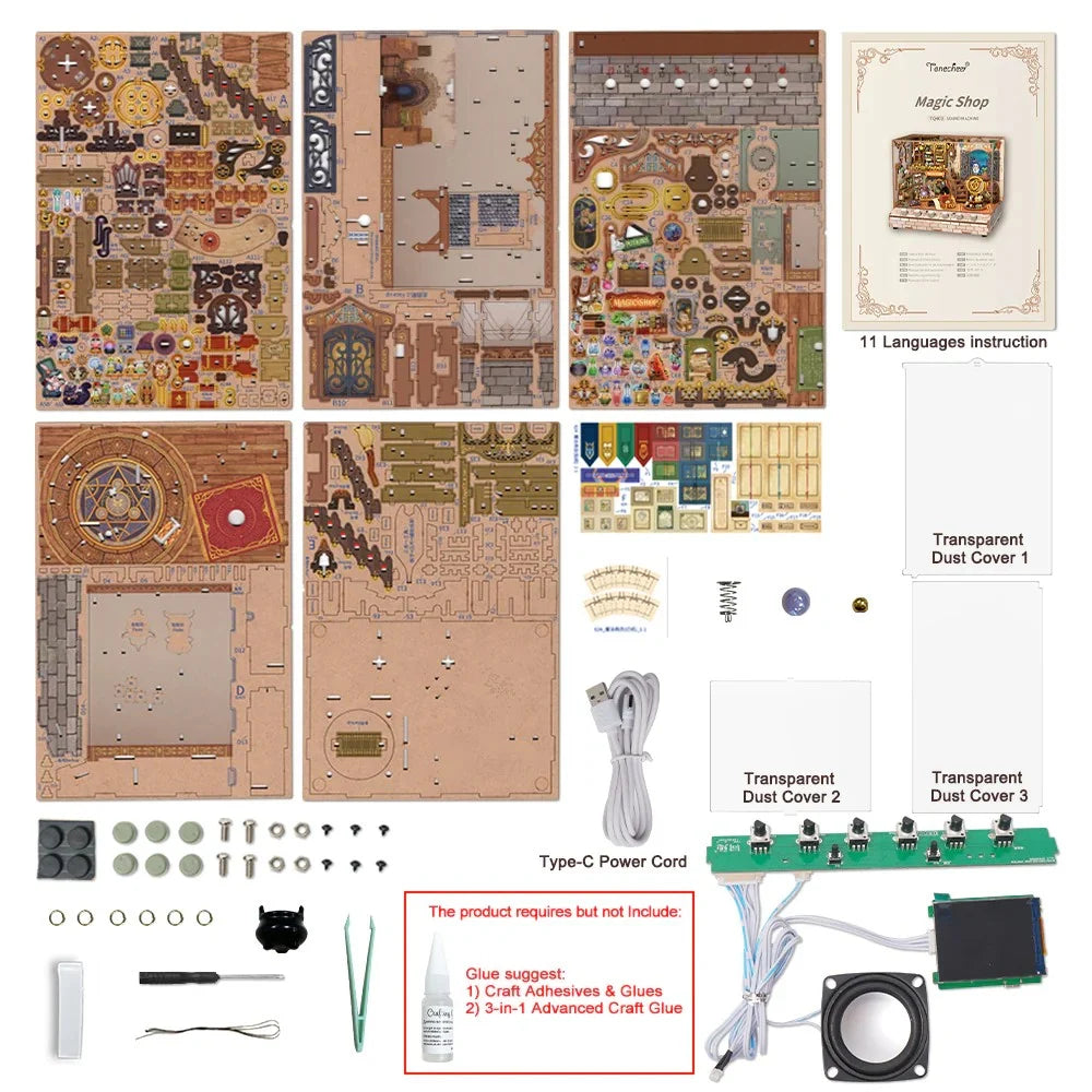 BOOK NOOK KIT - DIY- Magic Shop - 311pcs + LED Light
