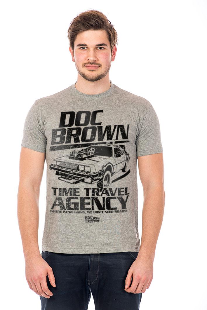 BACK TO THE FUTURE - T-Shirt Doc Brown Time Travel Agency - Grey (S)