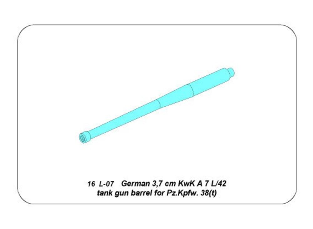 German 3,7 cm KwK A 7 L/42 tank gun barrel for Pz.Kpfw.(38)