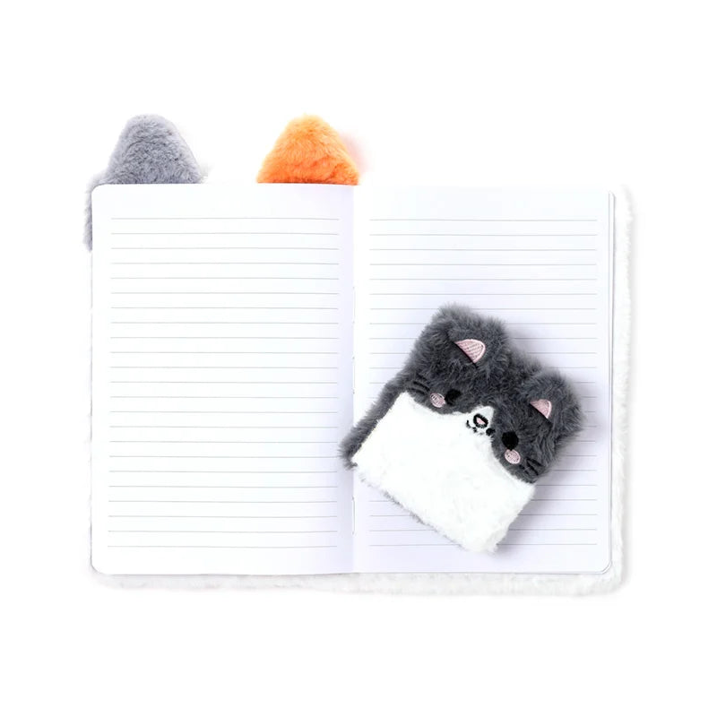KAWAII - Lola the Cat - Premium Fluffy Notebook + 1 Mini