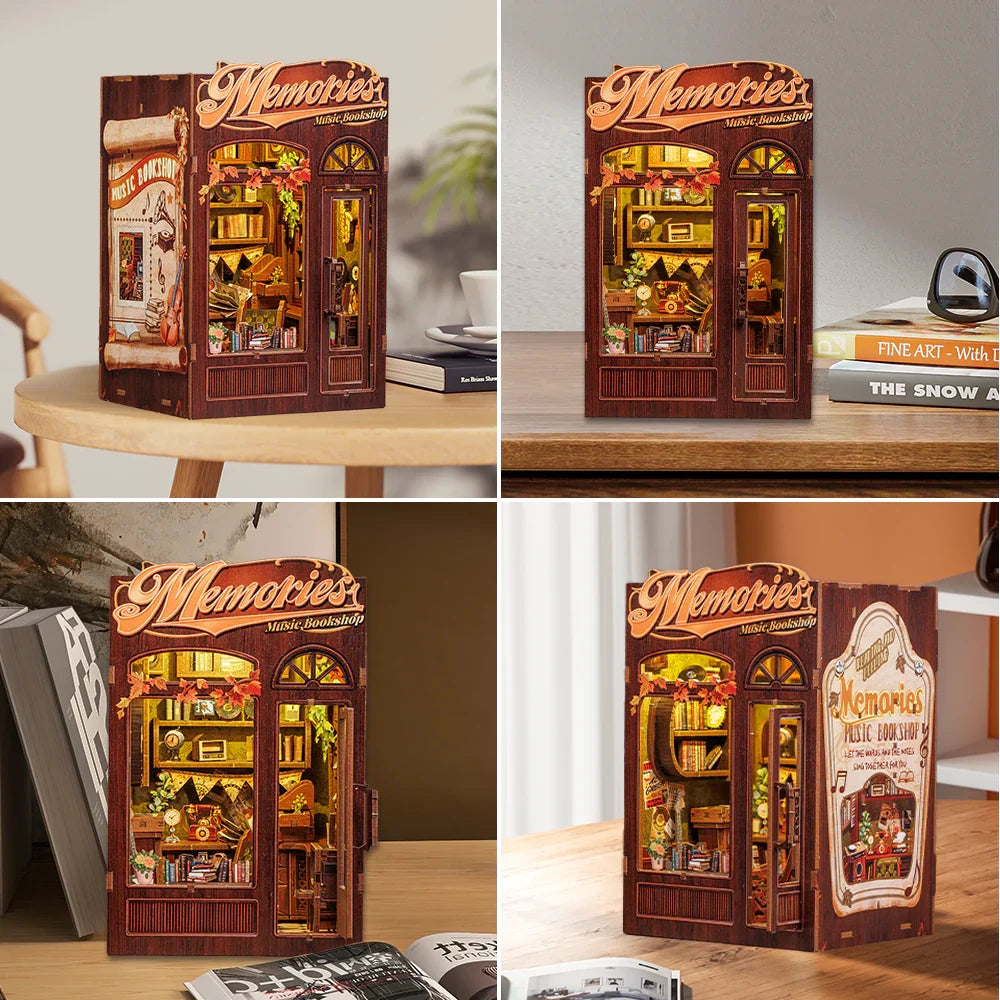 BOOK NOOK KIT - DIY - Memories Music Bookshop - 136pc + LED Light