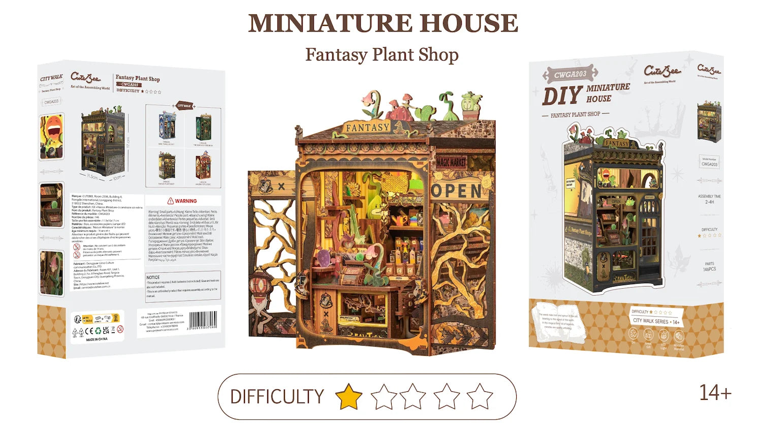 MINIATURE HOUSE - DIY - Fantacy Plant Shop - 146pc + LED Light