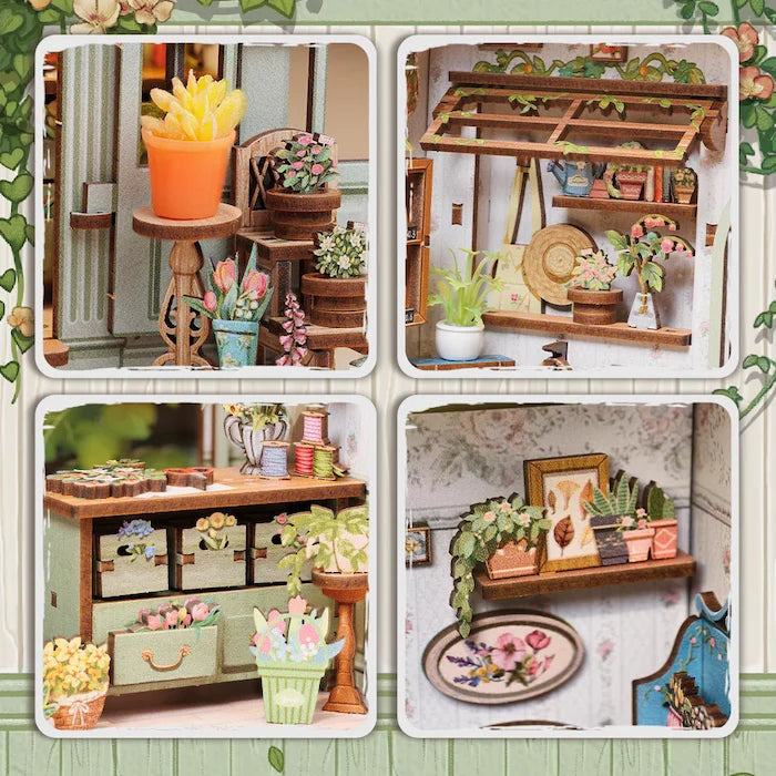 MINIATURE HOUSE - DIY - Green Life Bookshop - 196pc + LED Light