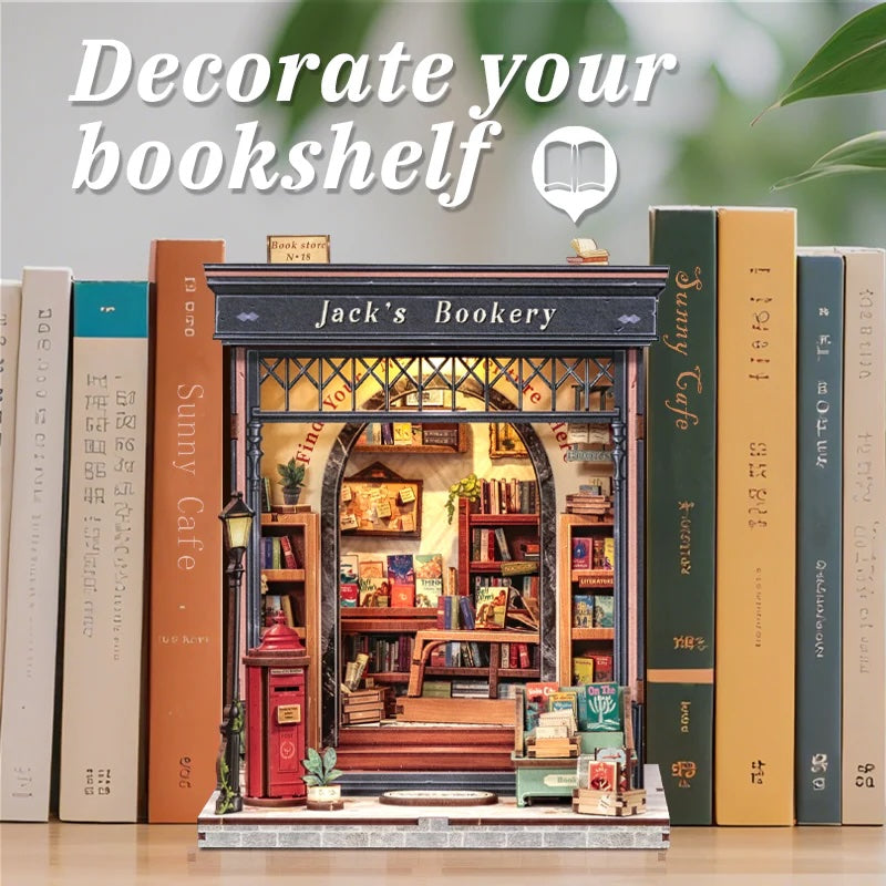 MINIATURE HOUSE - DIY- Jack's Bookery - 330pc + LED Light