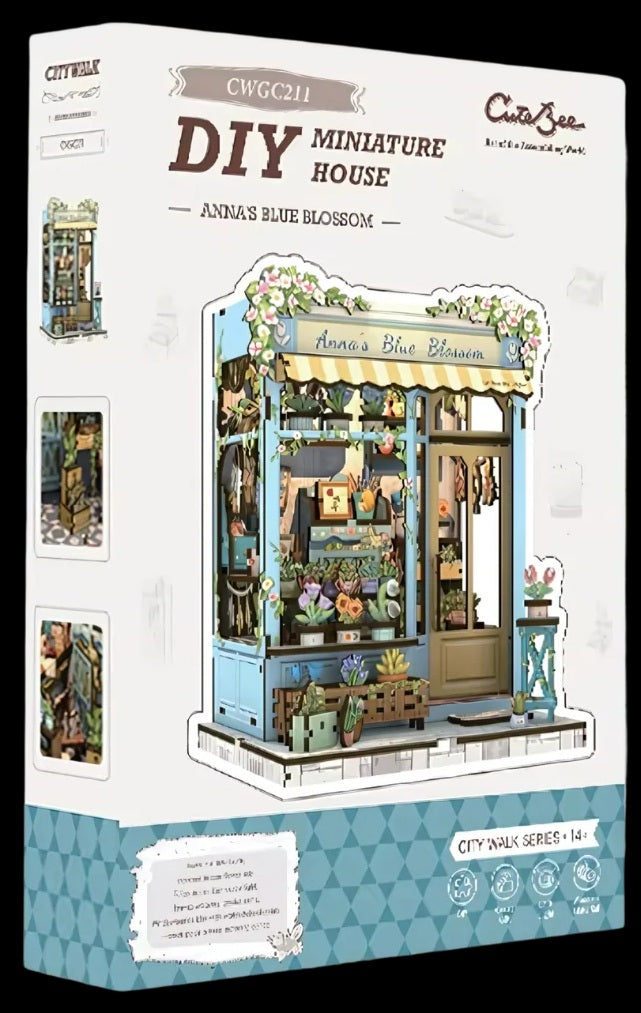 MINIATURE HOUSE - DIY- Anna's Blue Blossom - 255pc + LED Light