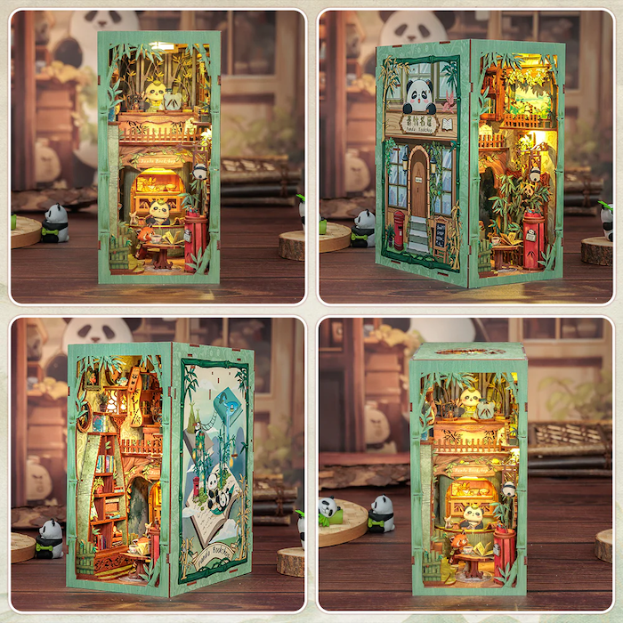 BOOK NOOK KIT - DIY - Panda Bookshop - 244pc + LED Light