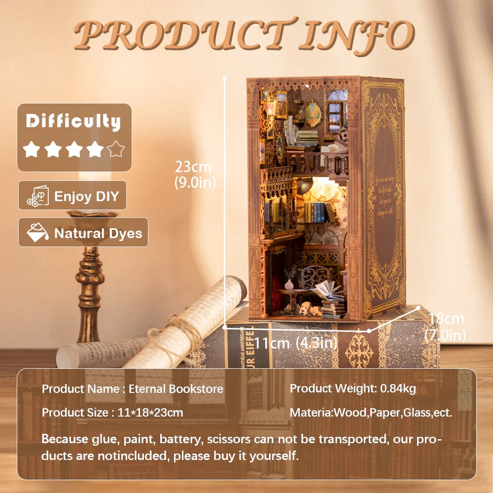 BOOK NOOK KIT - DIY - Eternal Bookstore - 172pc + LED Light