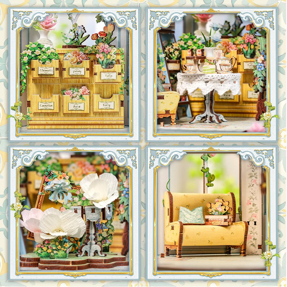 MINIATURE HOUSE - DIY- Windsor Flower House - 235pc + LED Light