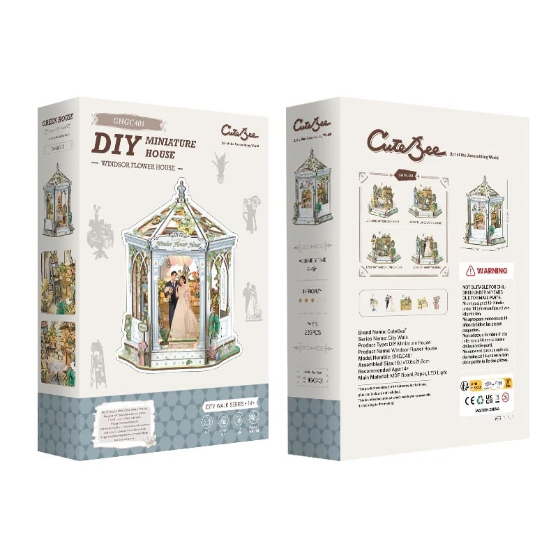 MINIATURE HOUSE - DIY- Windsor Flower House - 235pc + LED Light