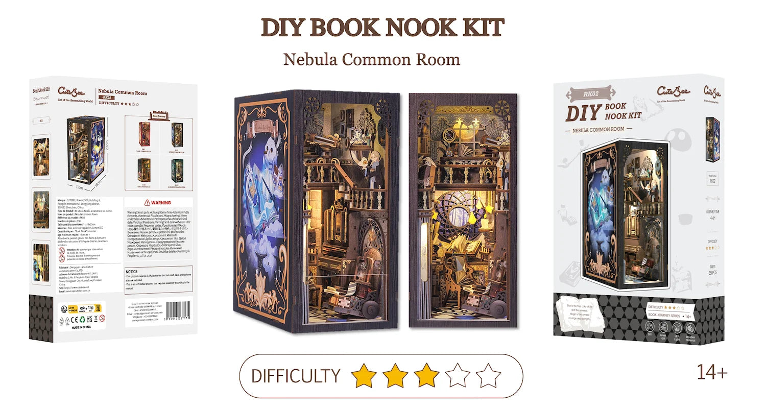 BOOK NOOK KIT - DIY - Nebula Common Room - 350pc + LED Light