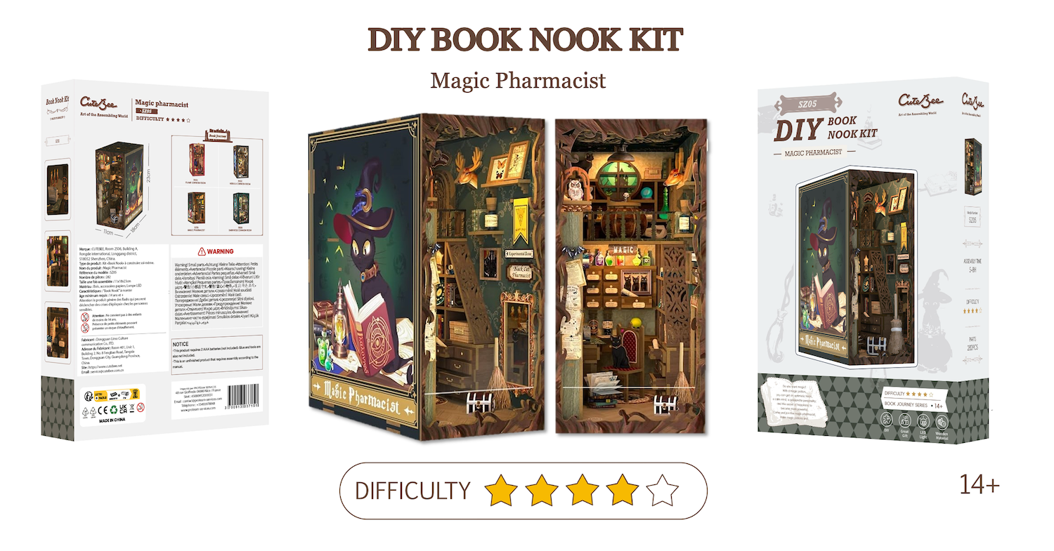BOOK NOOK KIT - DIY - Magic Pharmacist - 282pc + LED Light