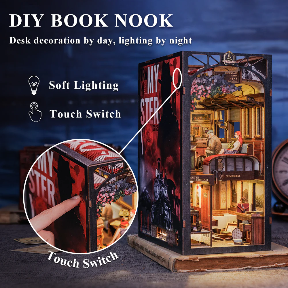 BOOK NOOK KIT - DIY - Mystery Train - 338pc + LED Light