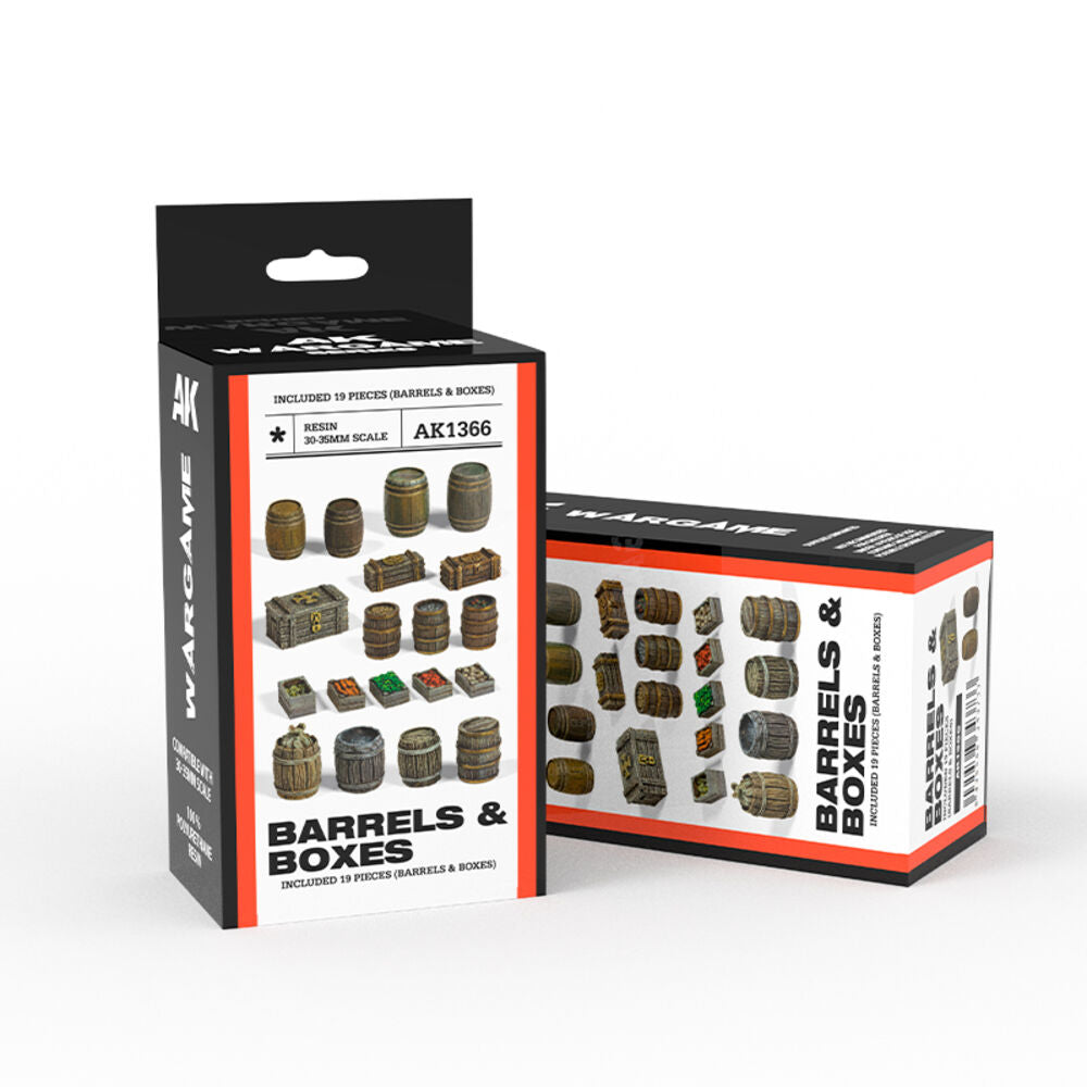 BARRELS & BOXES  WARGAME SET (RESIN 30-35MM)"