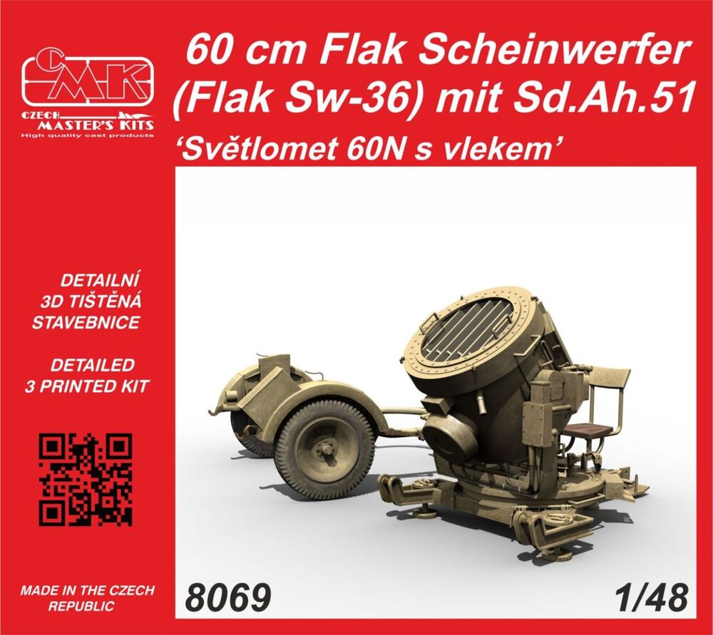 60 cm Flak Scheinwerfer (Flak Sw-36) mit Sd.Ah.51 / Sv?tlomet 60N s vlekem 1/48