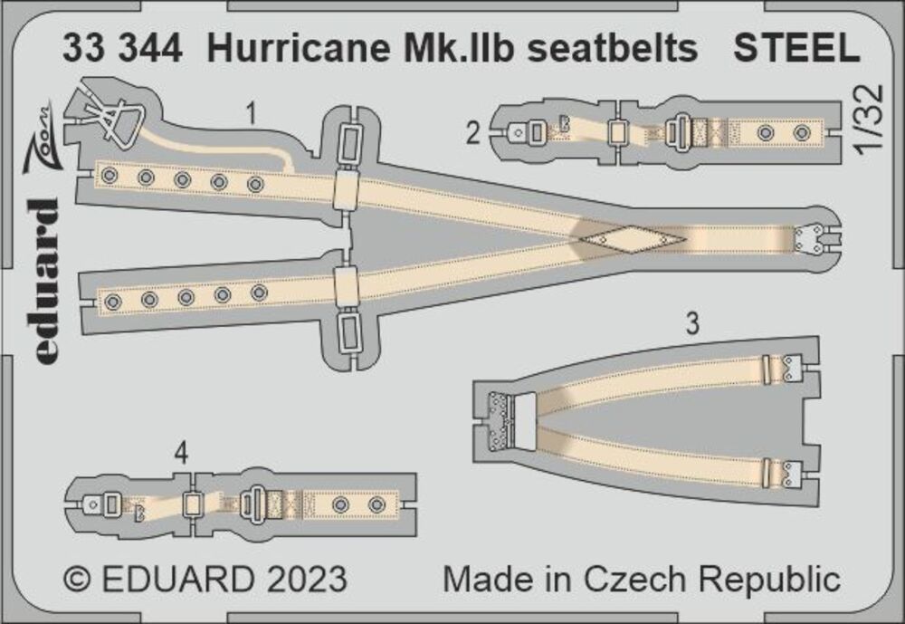 Hurricane Mk.IIb seatbelts STEEL 1/32 REVELL