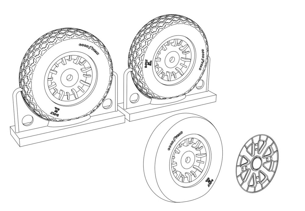 F4U Corsair Cross Thread Wheels set