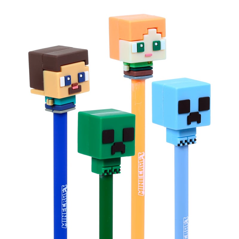 MINECRAFT - Chibi - Set of 4 Head Topper Erasable Gel Pen