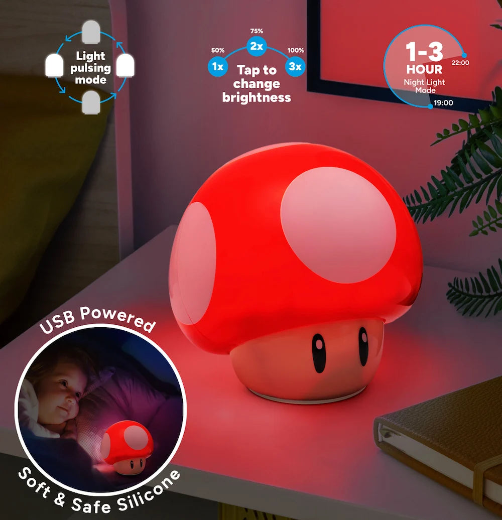 SUPER MARIO - Mushroom - 'SquishyGlo' Décorative Light Rechargeable
